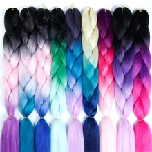 Огромные косички, Омбре, синтетические волосы, косички для наращивания, 24 дюйма, 100 г/шт., розовый, фиолетовый, блонд, цвета, вязанные крючком косы для наращивания волос