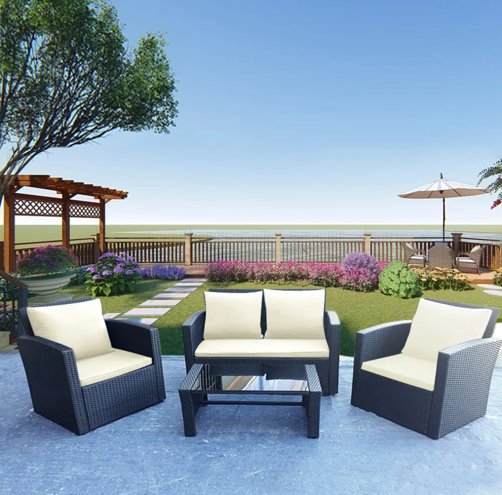 Panana-Outdoor-Furnitures-4-Piece-Rattan-Garden-furniture-Table-Chairs-Sofa-Set-US-stock-Fast-delivery