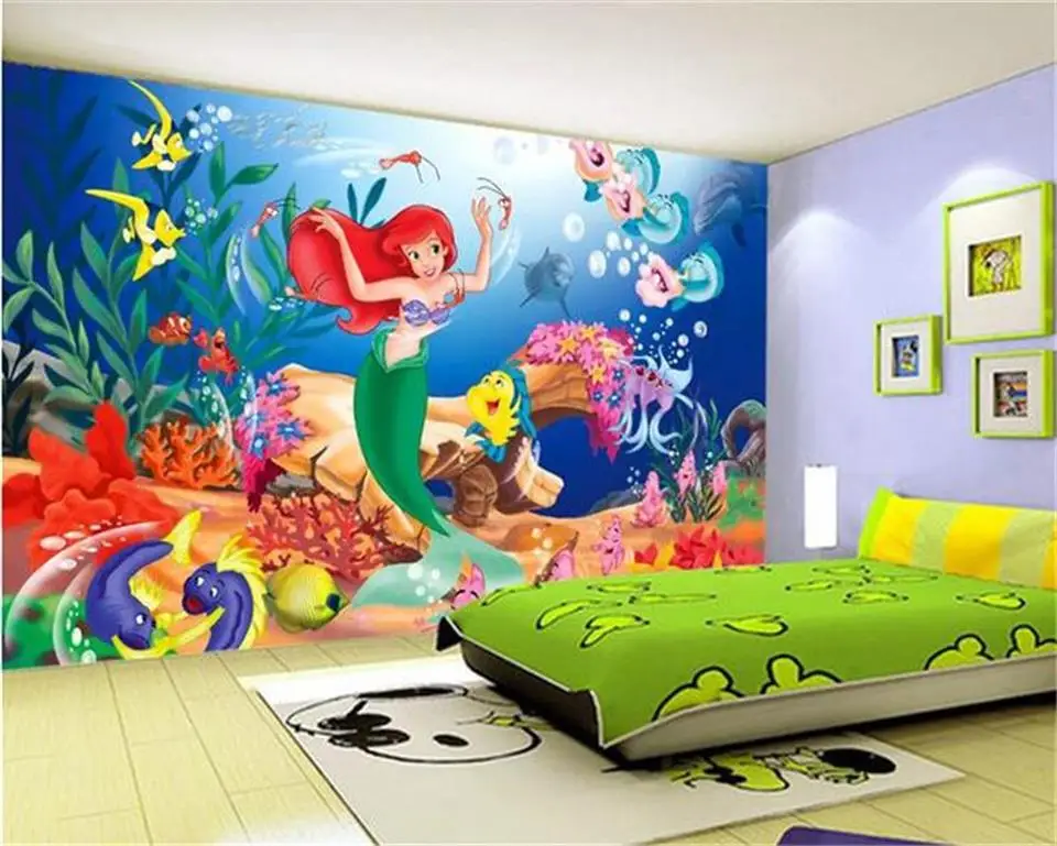 Индивидуальный размер 3d Фреска детская комната обои Русалка Принцесса сказочный мир 3d картина фон 3d настенная роспись обои наклейка