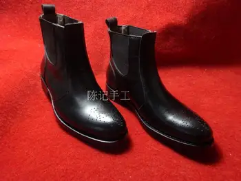 

Men Shoes Simple Bovine Leather Customize Sapatos Masculino Worker Cowhide Handmade Leather Pointed Toe Ankle Genuine Leather