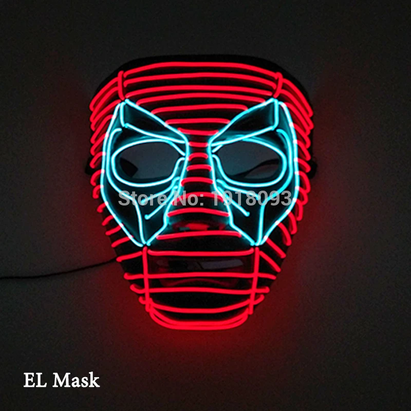 30 стилей, лидер продаж, EL холодный светильник, маска, светодиодный светильник, светящаяся маска с 3 в, устойчивый на инверторе, для Хэллоуина, вечерние, рождественские принадлежности