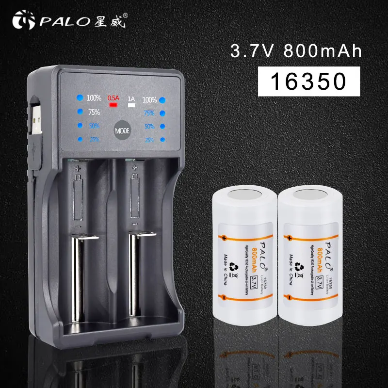 Оригинальный литий ионный аккумулятор PALO 800 мАч 3 7 в 16340 16350 CR123A перезаряжаемые