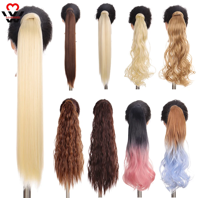 

MANWEI Long Curly Clip In Hair Tail False Sport Hair Ponytail Hairpiece With Hairpins Synthetic Hair Pony Tail Hair Extension