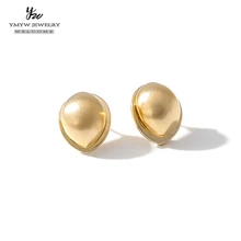 YMYW Temperament Metal Waterdrop Stud Earrings Golden Silvery Brand Minimalist Fashion Copper Earrings Brincos Bijoux High-grade