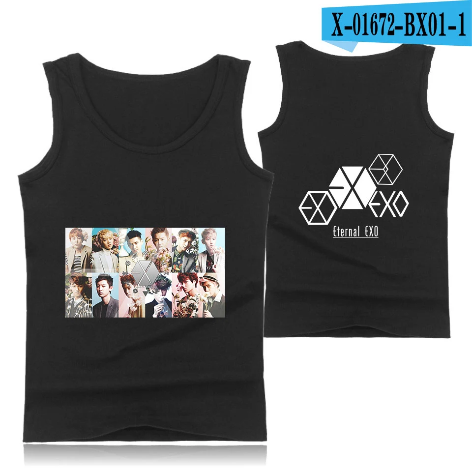 EXO vocal concertprint Модная стильная хипстерская Повседневная Удобная популярная летняя одежда с круглым вырезом без рукавов для мужчин и женщин - Цвет: B