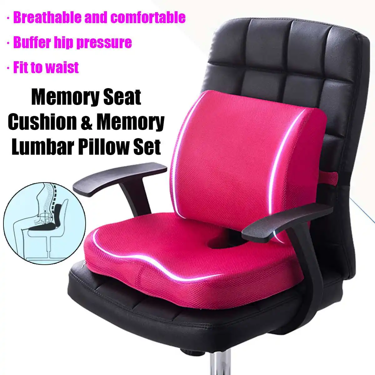 2In1 Hemorrhoid Seat Cushion Memory Foam Car Seat Cushion Set Slow