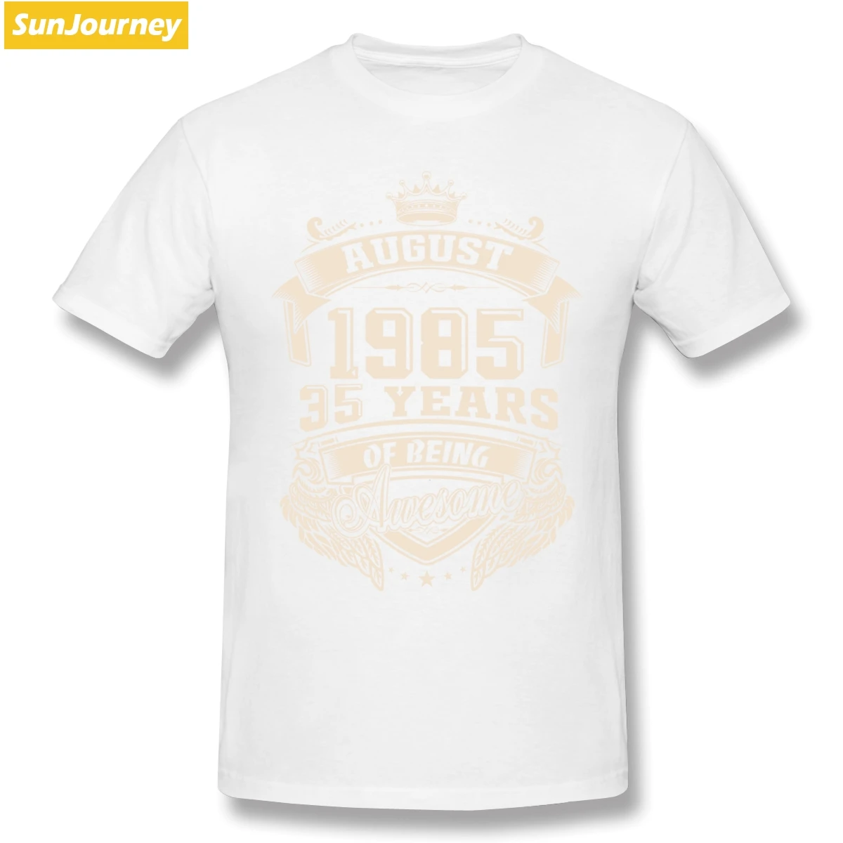 Белый Born In August 1985 35 Years Of Being Awesome Футболка мужская из хлопка с коротким рукавом - Цвет: Белый