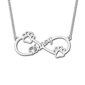 

AILIN Engraved Infinity Necklace with Dog Paw Sterling Silver Infinity Name Necklace