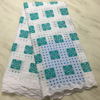 

Latest African Cotton Lace Fabric 2020 High Quality Nigerian French Pure Cotton Embroidery Swiss voile Lace Fabrics 5Yards