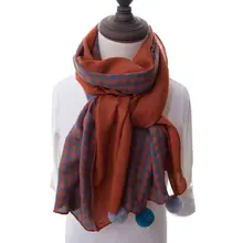 Корейский Повседневный хлопковый и льняной клетчатый мягкий теплый осенне-зимний тонкий Детский шарф для мальчиков и девочек