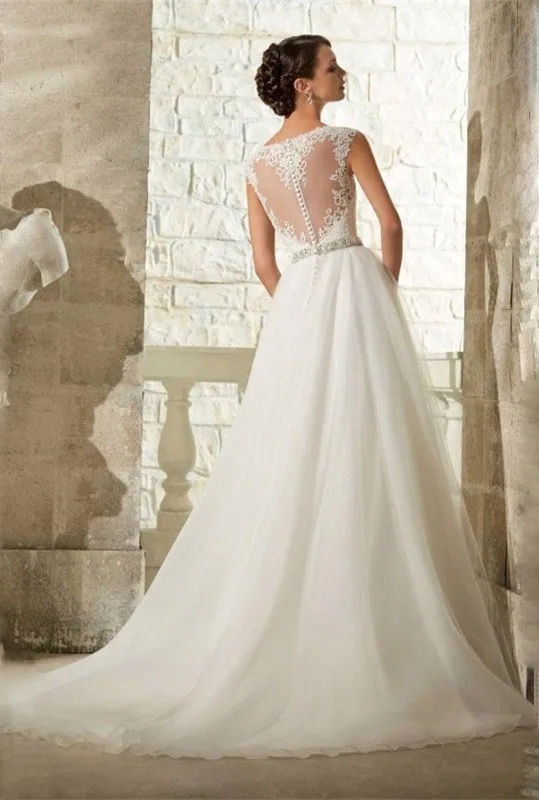 Vestido de noiva, бальное платье с аппликацией, кружевные аппликации, дешевые, свадебное платье,, прозрачные сзади платья для матери невесты
