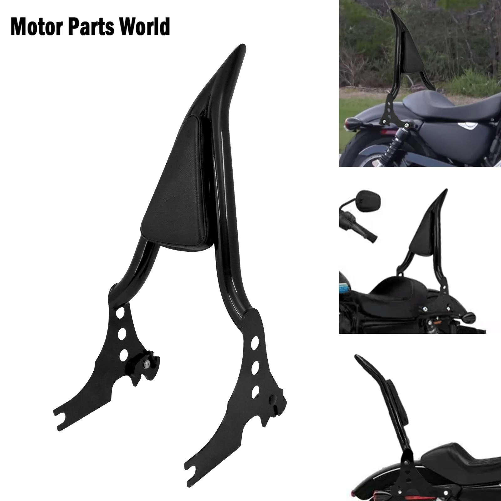 Motorcycle Detachable Passenger Sissy Bar Backrest Black For Harley