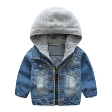 

New Boys Jacket Spring and Autumn Korean Version Denim Jacket Big Kids Casual Hooded Jacket Baby Toddler Denim Coat