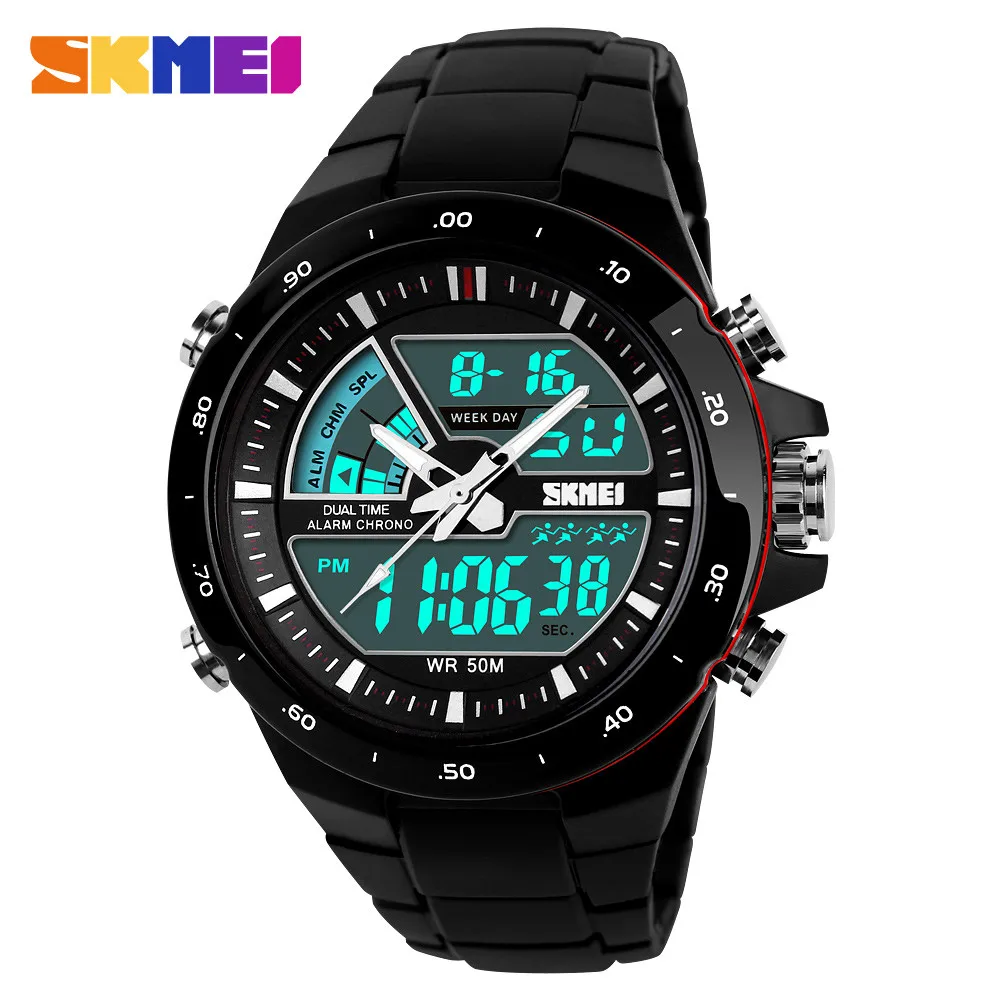 Красный SKMEI 1016 Men Digital Watch Fashion Outdoor Sports Wrist Watches Waterproof Swim Dive Military Men's Watch Male Alarm Clock - Цвет: Красный