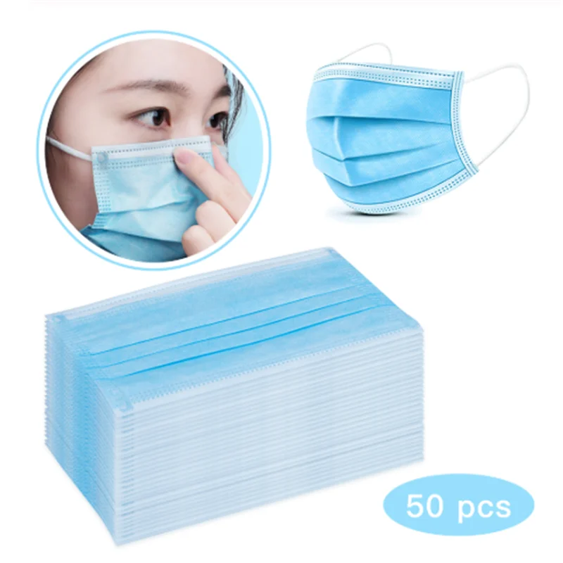 

Wholesale 100pcs/lot 3 Layer Anti-protection Masks Dust Filter Safety Anti-Pollution Disposable Face Masks