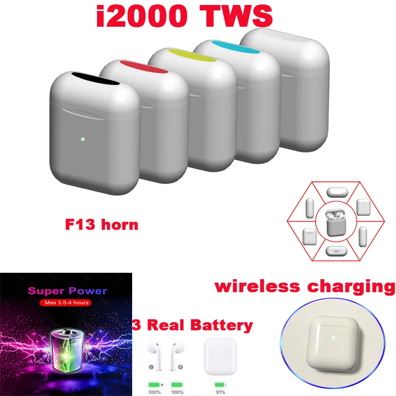 

F13 horn i2000 TWS Wireless Bluetooth 5.0 Earphone Sports Sweatproof Headphone Touch Earbuds PK WI H1 i10 i80 i60 i100 i1000