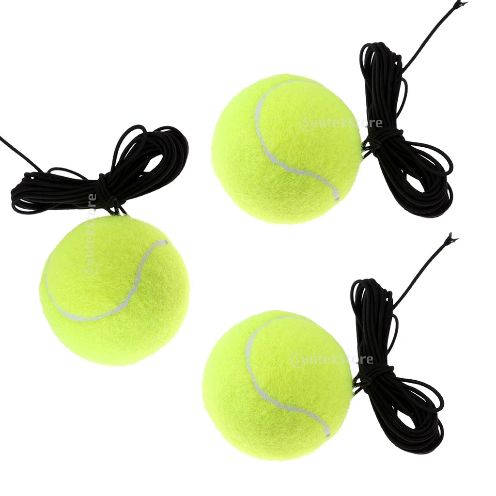 Pack Of 3 Tennis Training Ball Exercise Resiliency Practice Balls With Cord