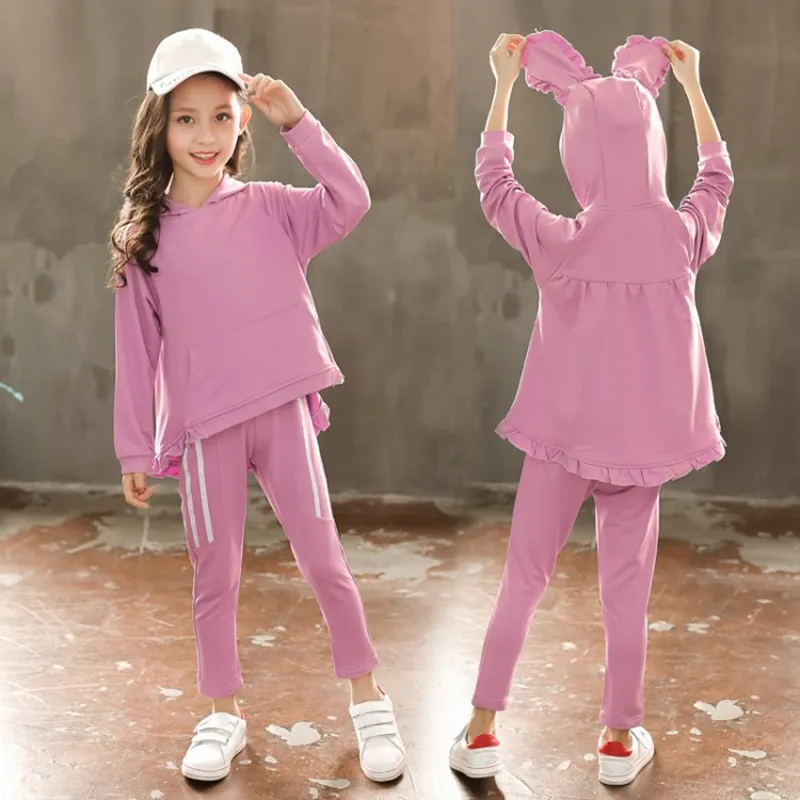 Autumn Girls Clothing Sets Teen Girl Hooded Sweatshirt Coat And Stretch Pants Suit Baby Girl Tracksuit Fashion Kids Clothes Set (16)