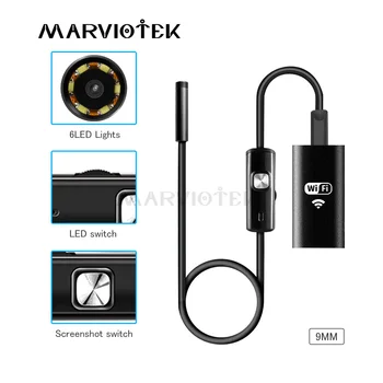 

9mm Wifi Android Iphone Endoscope Camera HD Waterproof Snake Tube Pipe Borescope Iphone Camera Endoscope Android 1M 2M 3.5M 5M