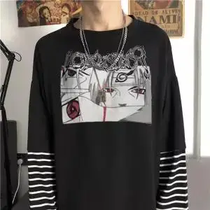 3 Японская футболка с героями мультфильмов Наруто мужская футболка Повседневная Милая футболка из Амина хип-хоп футболки с принтом Осенняя Высокая безрукавка с принтом Футболка с круглым вырезом Patckwort уличная - Цвет: 3