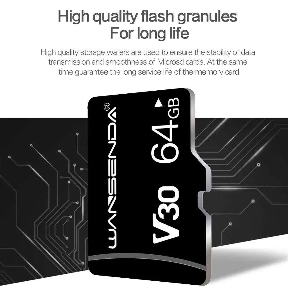 WANSENDA карта памяти Micro SD 128 Гб 64 ГБ 32 ГБ 16 ГБ 8 ГБ класс 10 SDHC SDXC MicroSD TF карта флэш-карта с бесплатным адаптером