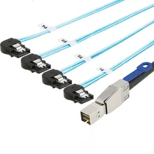 

Mini SAS HD SFF-8644 To 4 SATA Left Curved Server External Data Cable 12Gbps