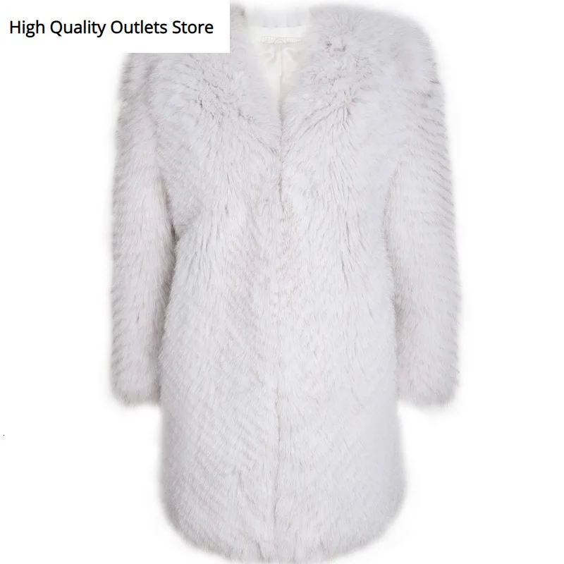 Женское пальто из натурального меха длинное лисьего | Женская одежда