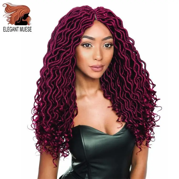 Элегантные Музы богемные вязанные косички Faux locs Curly вязанные волосы 18 дюймов 24 пряди Омбре косички для наращивания синтетические волосы