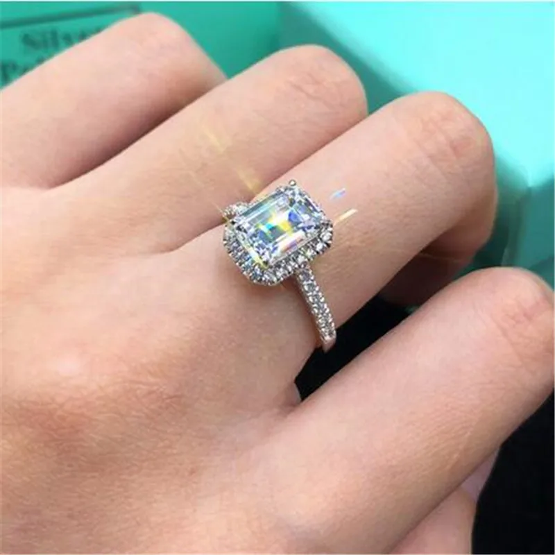 Массивное женское кольцо, 925 пробы, серебро, AAAAA, cz, обручальное кольцо, кольца для женщин, свадебная мода, ювелирное изделие - Цвет основного камня: main ring