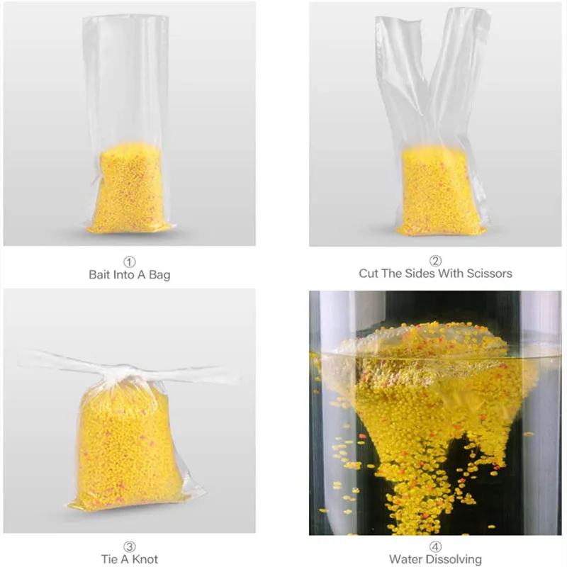 Fishing PVA Bags 50Pcs/Lot PVA Water Soluble Fishing Bait Bag Quick Water Soluble Baits Bags Carp Fishing PVA Refill Bait Bag for Solid Baits