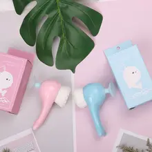 Милая в форме Кита Водонепроницаемая ручная Очищающая щетка для лица с присоской, мягкая скребок из щетины, очищающая поры, массажер для кожи для макияжа