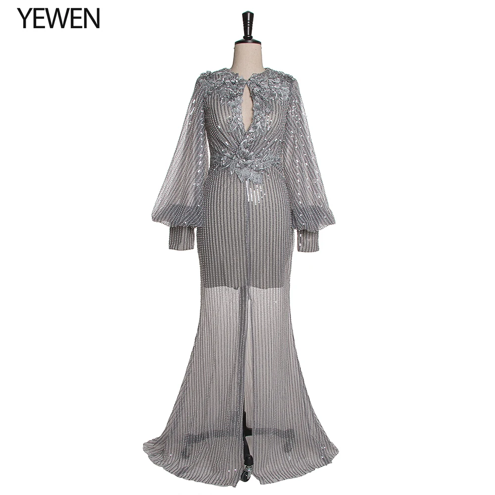 Модное Вечернее Платье серое сексуальное вечернее платье элегантные вечерние платья Vestido De Noche мусульманское вечернее платье