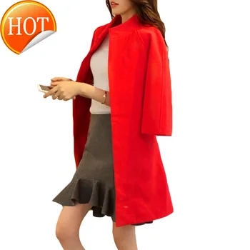 

Long Women Casual Winter Fashion Wool Blend Coat Wide-waisted Long Wool Coat and Jacket Covered Button Outerwear