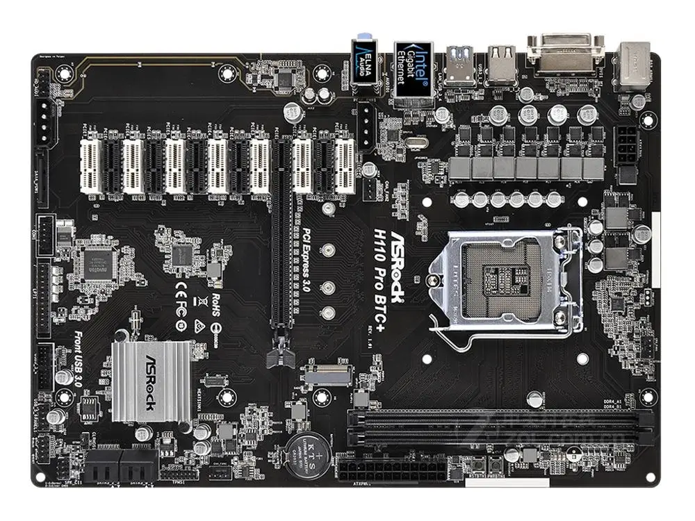 Материнская плата ASRock H110 PRO BTC + б/у для настольного ПК LGA 1151 DDR4 13 PCIE материнская