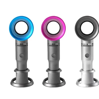 

Bladeless Fan USB Rechargeable Handheld Mini Cooler Portable No Leaf Handy Fan with 3 Fan Speed (Grey silver)