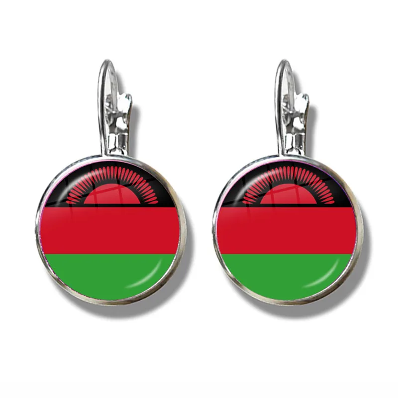 Botswana,Namibia,Swaziland,Madagascar,Malawi,Mayotte National Flag Glass Cabochon French Hook Earrings Jewelry for Women Gift