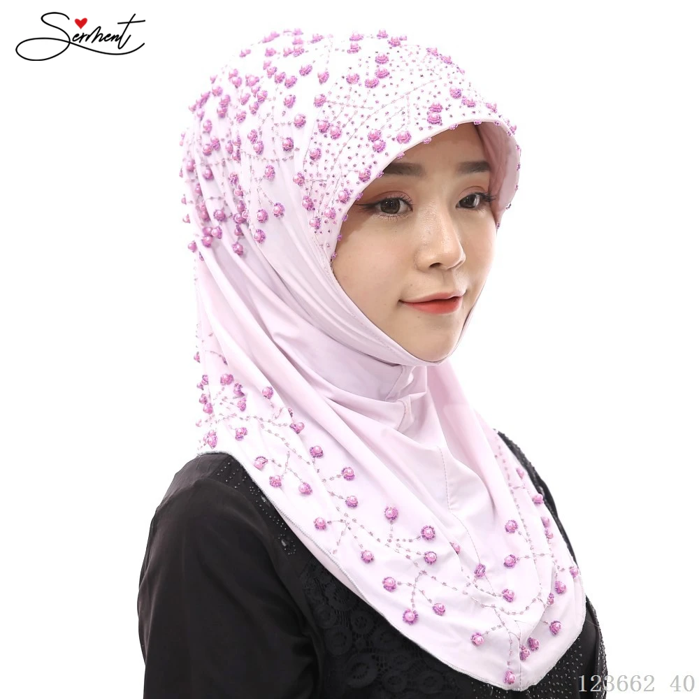 SERMENT Muslim Head Gauze Multi-color Large Particle Beaded Diamond Lace Wedding Accessories SERMENT Muslim Head Gauze Multi-color Large Particle Beaded Diamond Lace Wedding Accessories