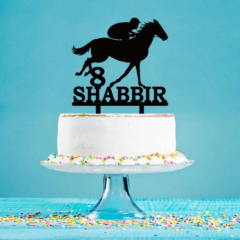Personalized Equestrian Horse Jump Birthday Cake Topper 