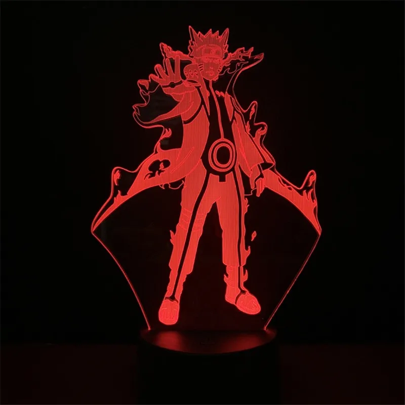 Naruto Figure Uzumaki Naruto Kurama Mode Usb Night Lamp for Kids 3d Light Mutilcolor Change LED Desk Lampara for Party Home