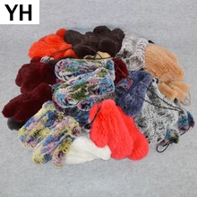 Горячая Распродажа, зимние перчатки из натурального меха, женские эластичные вязаные перчатки ручной работы, настоящий мех кролика, перчатки для улицы из натурального меха кролика