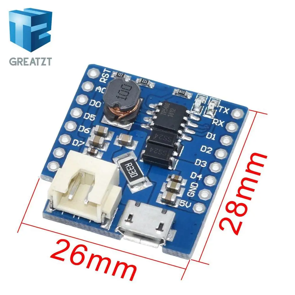 Защита аккумулятора GREATZT V1.1.0 для WEMOS D1 mini одна литиевая батарея 1 шт.|d1 mini|lithium battery