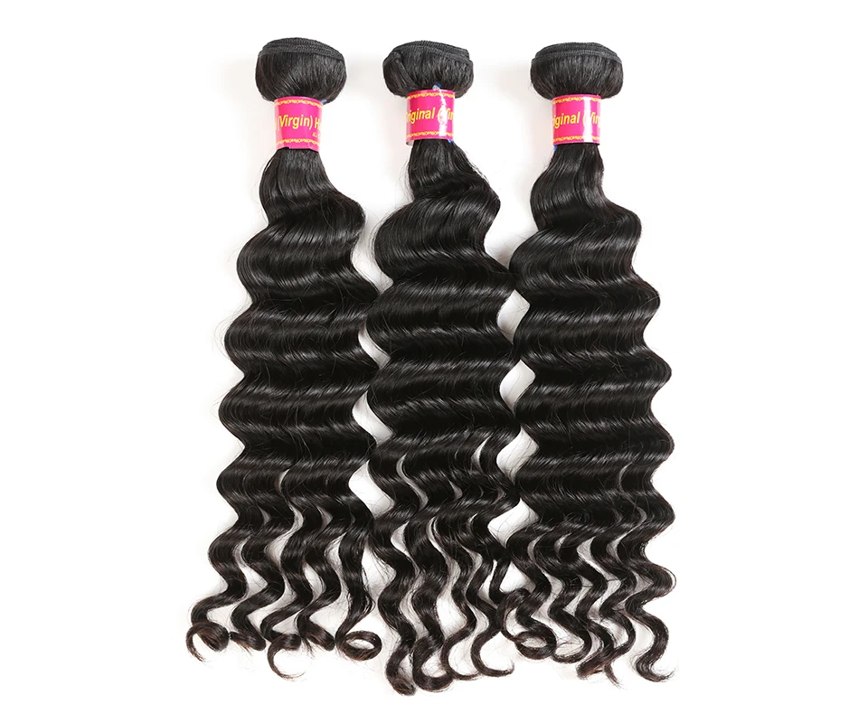 Ali queen hair Products Бразильский Натуральный волнистый девственные человеческие волосы 3 пучка с 4x4 кружевной чехол