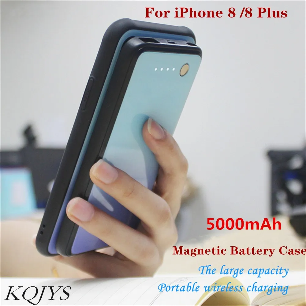 

KQJYS For iPhone 8 Plus Magnetic Battery Charger Cases 5000mAh External Power Bank Battery Power Case For iPhone 8 Battery Case