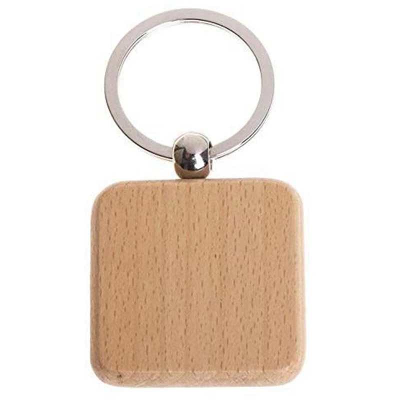 Practical Boutique 20 Pcs Blank Wood Wooden Keychain Diy Custom Wood Key Chains Key Tags Anti Lost Wood Accessories Gifts(Mixed
