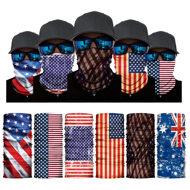 Hot Style Comfortable Seamless Cycling Neck Warmer USA Country Flag Custom Bandanas male scarf