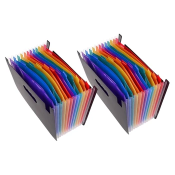 

12 Pocket Expanding Files Folder Set of 2,File Organizer Portable Business File Office Supplies Document Holder