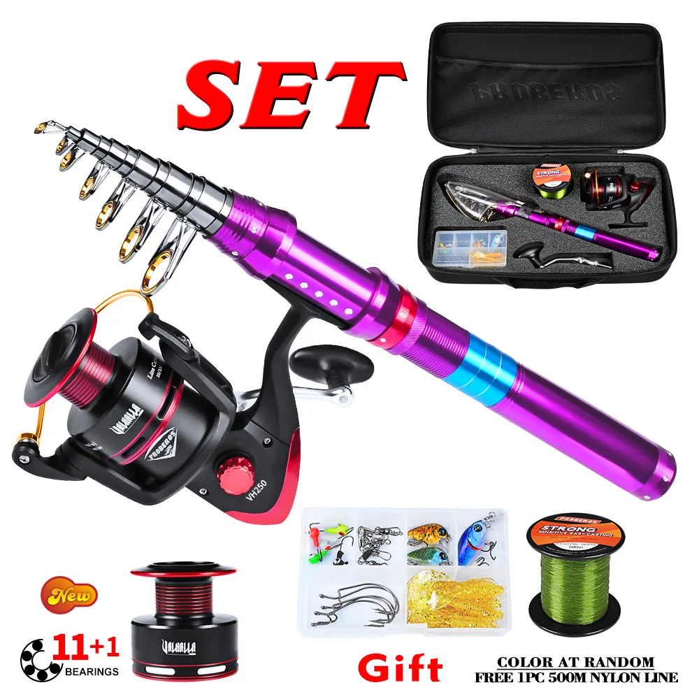 Vara de Pesca e Carretel Conjunto com Linha de Peixes Metal Telescópica Isca Kits Completos Molinete Pesca Carpa Acessórios Mar 4 Cheap Conj. de varas