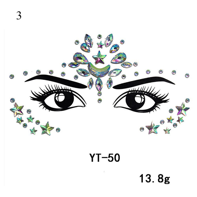 Crystal Tattoo Sticker Drill Stickers Eyes Sticker Party Face Stickers Face Decoration Diamond Masquerade Temporary Tattoo