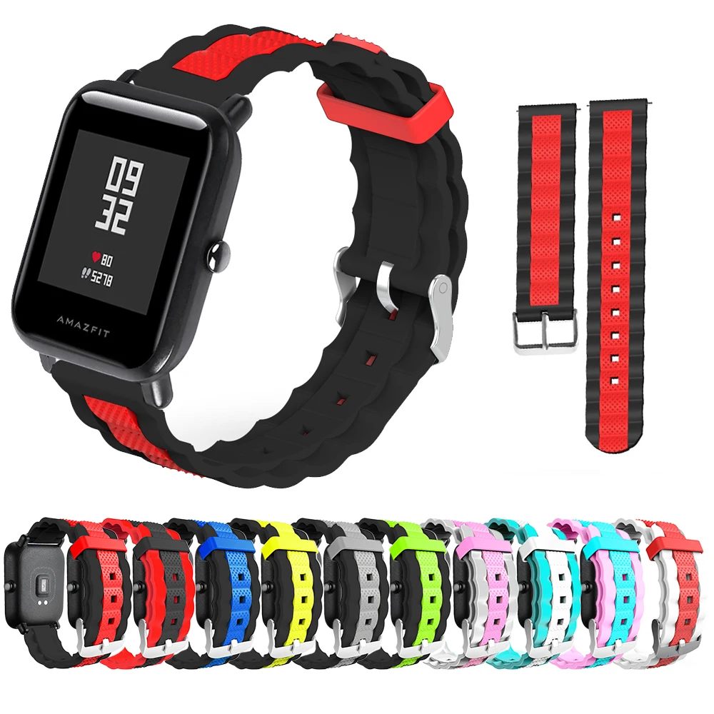 20 мм ремешок для Huami Amazfit Bip band Силиконовый смарт-браслет аксессуары ремень для Xiaomi Amazfit Bip Galaxy 42 мм браслет ремешок