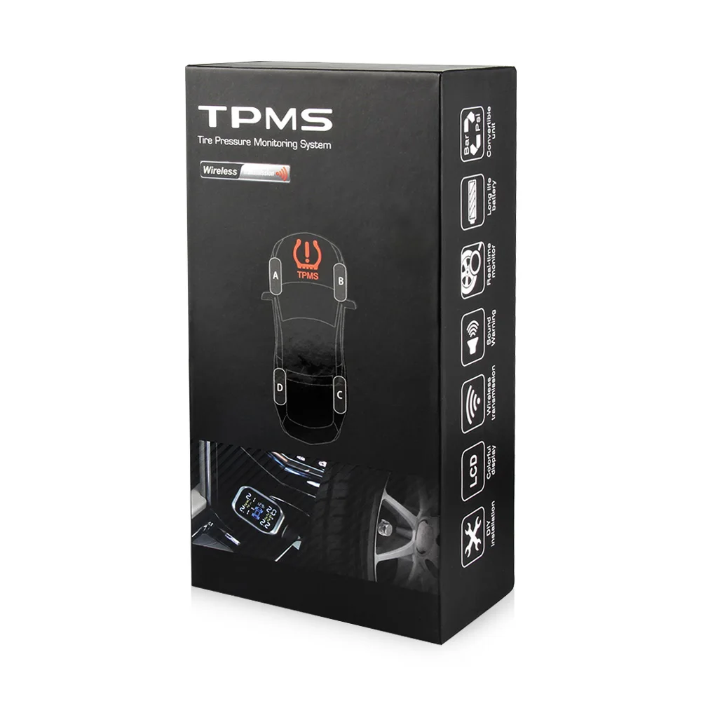 Умный автомобиль TPMS TP620 12 В цифровая система контроля давления в шинах сигнализация давления в шинах внешний/внутренний датчик